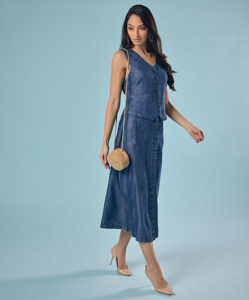 Tencel Front Buttoned Skirt